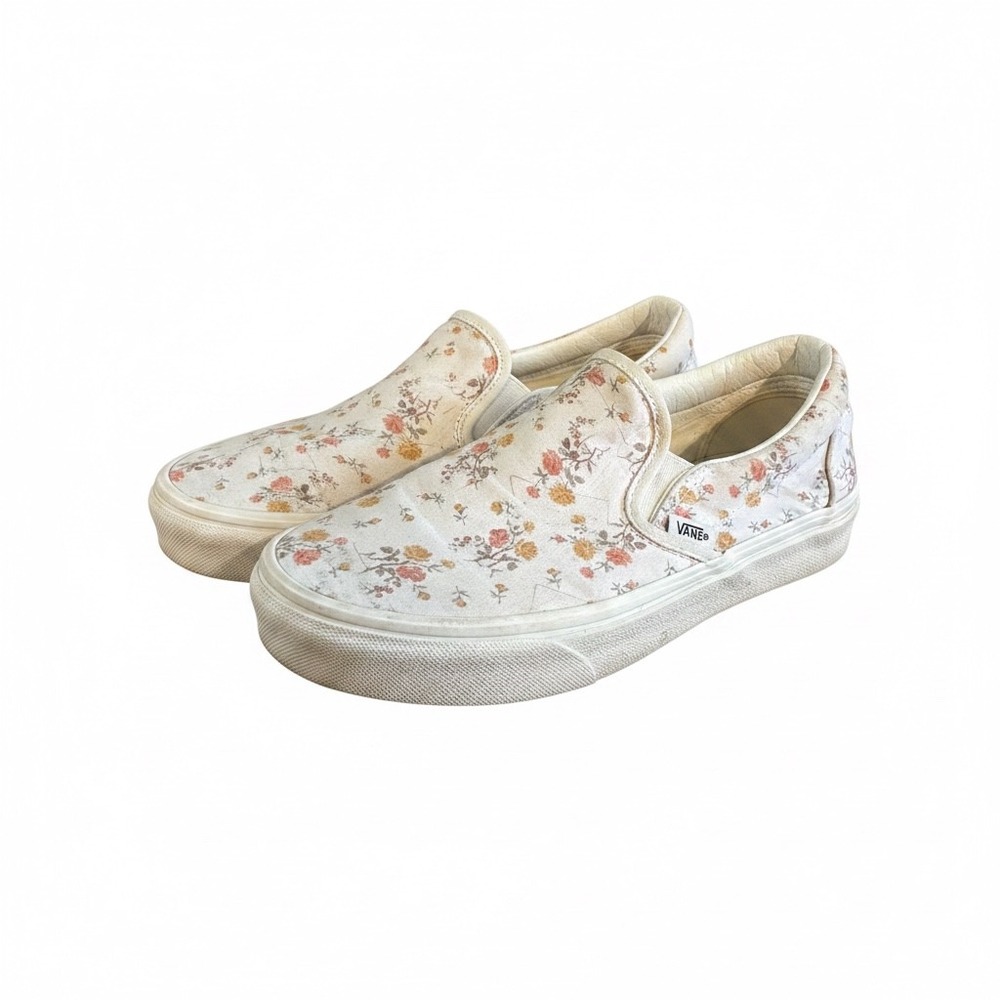 Vans Classic Slip On Floral Print Sneakers Cream Multi Womens 7.5 500714
